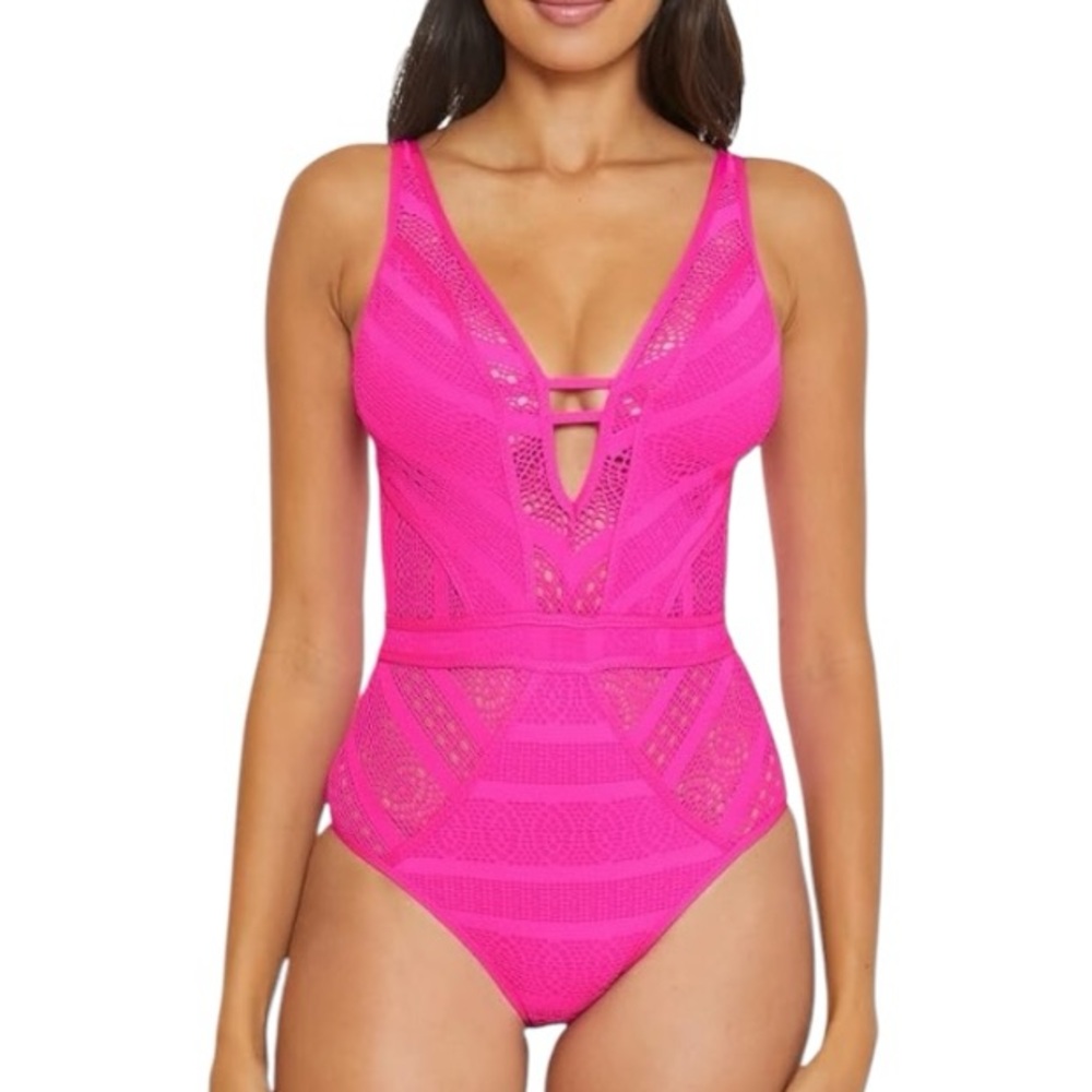 BECCA Pink One Piece Swimsuit! Retail $128. - Picture 6 of 7